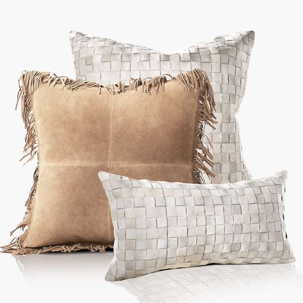 Coronado Suede Fringe Lumbar Pillow