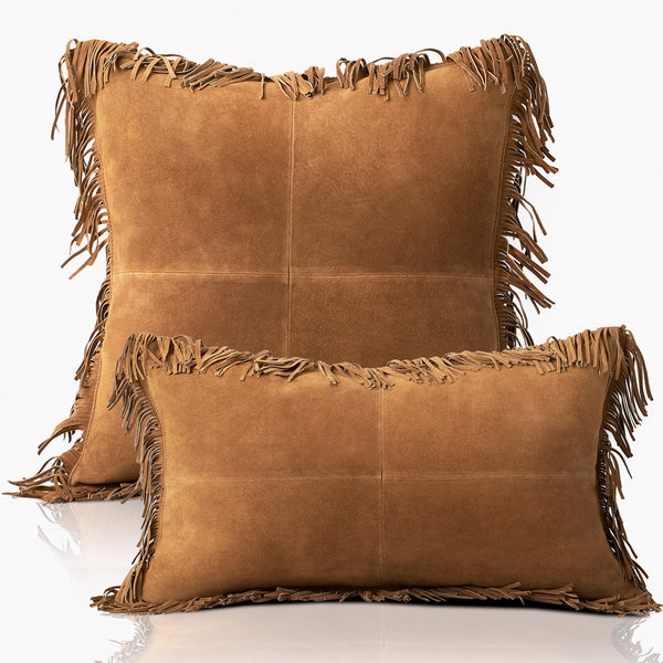 Coronado Suede Fringe Lumbar Pillow